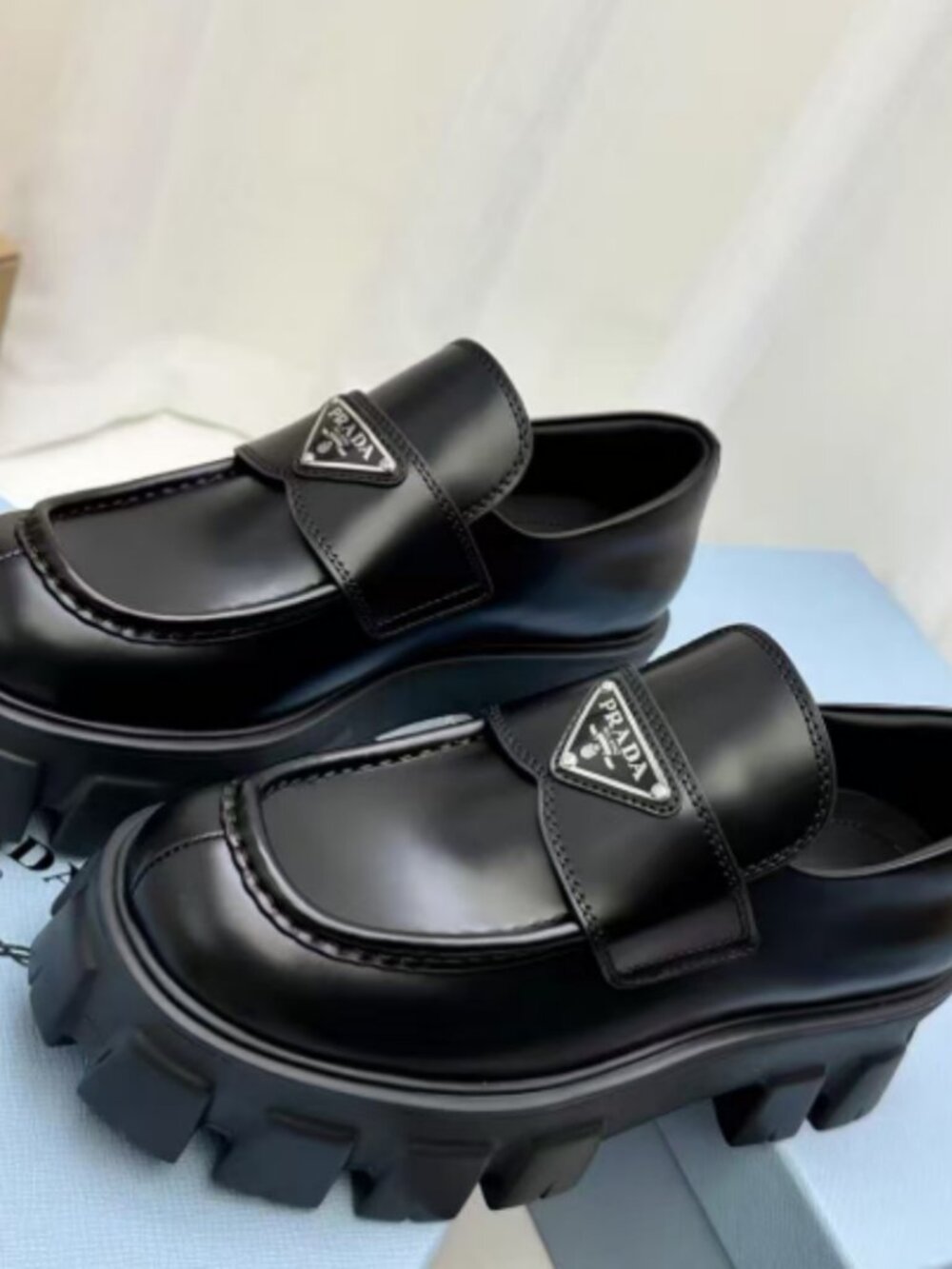 Prada Black Platform Loafers